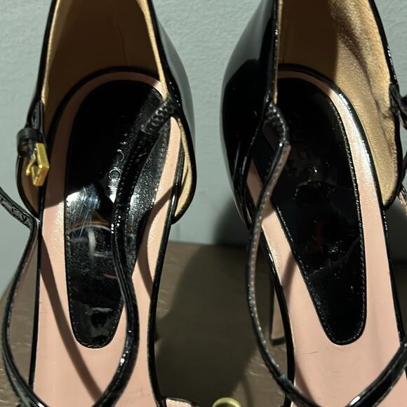 Gucci Black Patent Leather Vernice Crystal/Napa Charlott Nero Size 38 / 8 - Picture 4 of 10